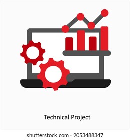 Technical Projects or Data Analysis Icon Concept