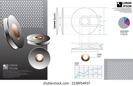 technical pulley whell brochure catalogue specification vector