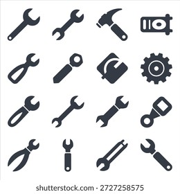 Iconos de herramientas de mantenimiento y construcción de reparación técnica