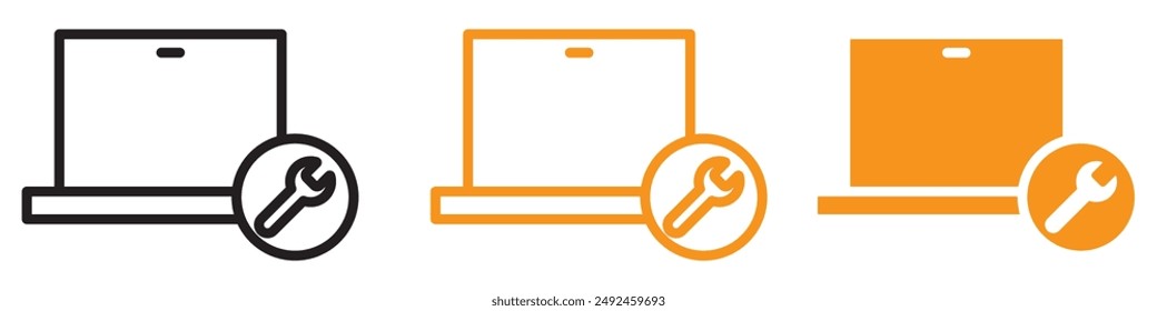 Icono técnico de reparación de portátiles para Tecnología y servicios de TI gráficos perfecto para representar las reparaciones de portátiles y la Asistencia técnica