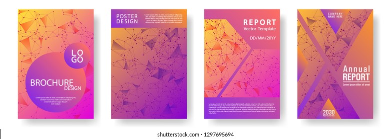 Technical report template. Global network connection illustration. Interlinked nodes, molecular or  big data cloud structure concept. Network nodes information technology cover.