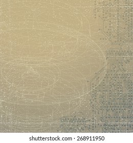 Technical retro background. Abstract conceptual vector template. 