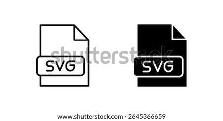 Technical Scalable Vector Graphic file document icon set for vector graphics, web development, and scalable images. Useful for coding and digital design.