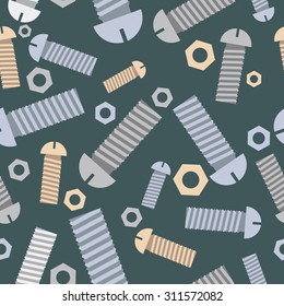 Technical seamless pattern bolts and nuts. Vector background.
