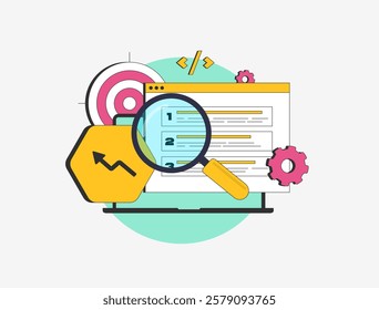 Technical SEO concept. Seo marketing strategy with optimization, website analysis and search ranking. Optimize web site performance, indexing and visibility to improve traffic and digital growth