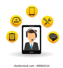 technical service and call center icon design, vector illustration
