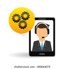 technical service and call center icon design, vector illustration