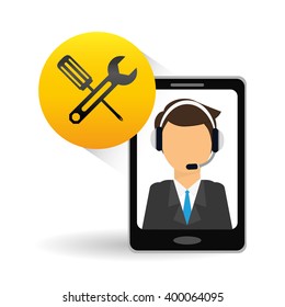 technical service and call center icon design, vector illustration