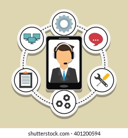technical service and call center icon design, vector illustration