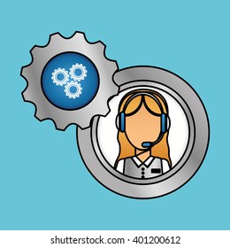 technical service and call center icon design, vector illustration