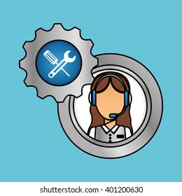 technical service and call center icon design, vector illustration