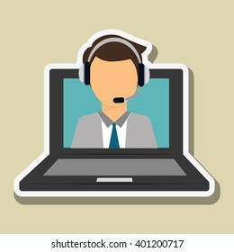 technical service and call center icon design, vector illustration