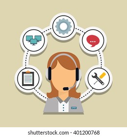 technical service and call center icon design, vector illustration