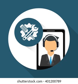 technical service and call center icon design, vector illustration