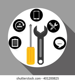 technical service and call center icon design, vector illustration