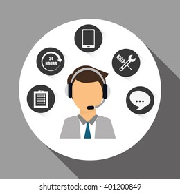 technical service and call center icon design, vector illustration