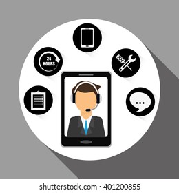 technical service and call center icon design, vector illustration
