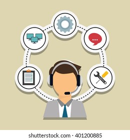 technical service and call center icon design, vector illustration