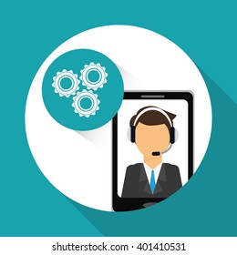 technical service and call center icon design, vector illustration