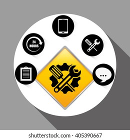technical service and call center icon design, vector illustration