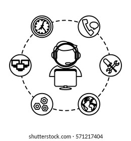 technical service and call center icon, vector illustration image