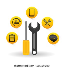 technical service and call center icon design, vector illustration
