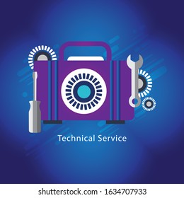 technical service concept on blue background