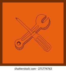 Technical service design over orange  background, vector illustration 
