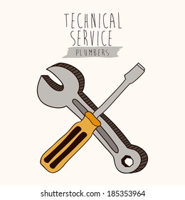 Technical service design over white background, vector illustration