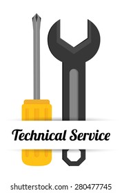 Technical service design over white background, vector illustration.