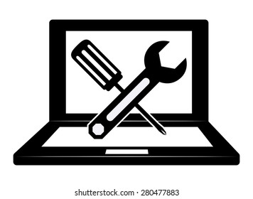 Technical service design over white background, vector illustration.