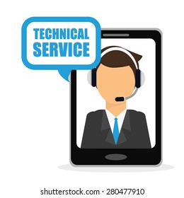 Technical service design over white background, vector illustration.