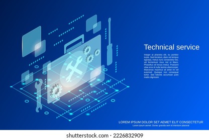 Technical service flat 3d isometric vector concept illustration