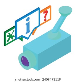 Technical service icon isometric vector. Modern video camera and service icon. Equipment, technique