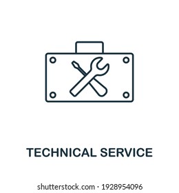 Ilustración vectorial de icono de Servicio Técnico. Signo creativo de la colección de iconos de seo y desarrollo. Icono de servicio técnico plano rellenado para ordenador y móvil. Símbolo, gráfico vectorial de logotipo.