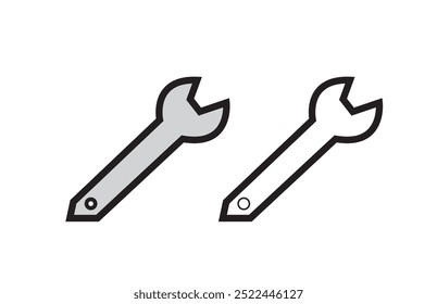 Technical service icons set. Wrench, screwdriver and gear icon. Vector illustration isolated on white background