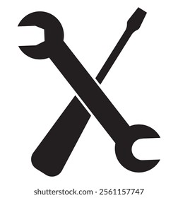 Technical service icons set. Wrench, screwdriver and gear icon. Vector illustration isolated on transparent background.