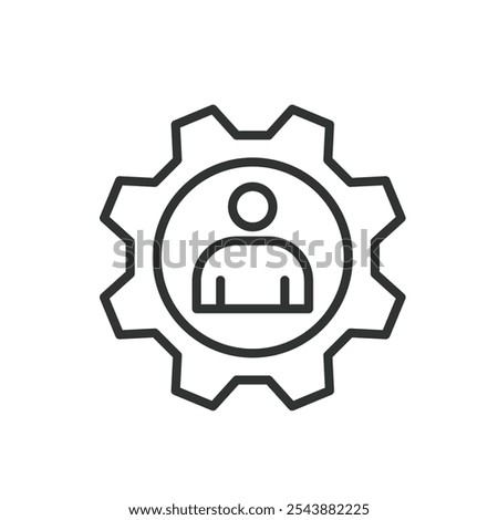Technical service man, icon in line design. Technical, service, man, worker, technician, repair, support on white background vector. Technical service man editable stroke icon