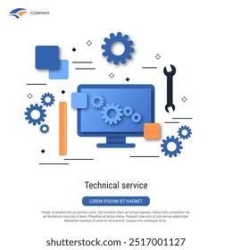 Serviço técnico, suporte on-line, linha direta estilo vetor conceito ilustração