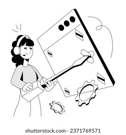 Technical Service premium hand drawn illustration 