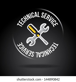 technical service seal over black  background vector illustration
