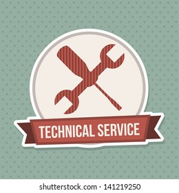 technical service seal over blue dotted  background vector illustration