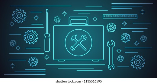 Technical service thin line art style vector concept illustration