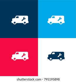 Technical Service Van four color material and minimal icon logo set in red and blue