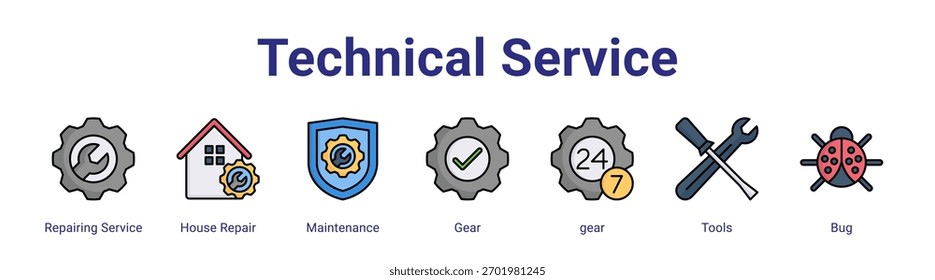 Technical Service web banner icon element for design in a collection