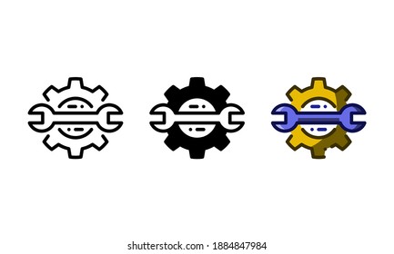 Technical settings icon. With outline, glyph, and filled outline styles