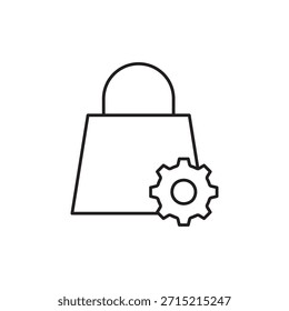 Bolso de compras de Configuraciones técnicas con el símbolo del contorno de la rueda dentada