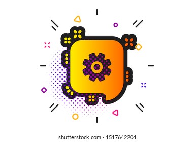 Technical settings sign. Halftone circles pattern. Cogwheel icon. Classic flat cogwheel icon. Vector