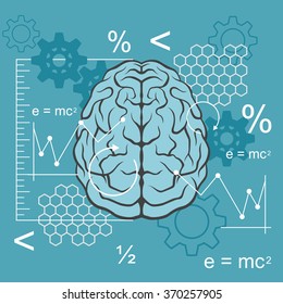 Technical side of brain. Vector flat illustration