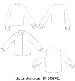 Technical sketch blouses vector illustration 
